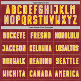 Custom Crimson Gold-White Geometric Shape Sports Sublimation Soccer Uniform Jersey