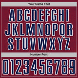 Custom Crimson Navy-White Geometric Shape Sports Sublimation Soccer Uniform Jersey