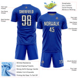 Custom Thunder Blue White-Black Geometric Shape Sports Sublimation Soccer Uniform Jersey