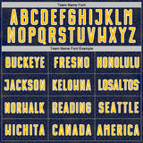 Custom Navy Gold-White Geometric Shape Sports Sublimation Soccer Uniform Jersey