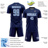 Custom Navy Light Blue-White Geometric Shape Sports Sublimation Soccer Uniform Jersey