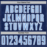 Custom Navy Light Blue-White Geometric Shape Sports Sublimation Soccer Uniform Jersey