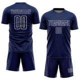 Custom Navy White Geometric Shape Sports Sublimation Soccer Uniform Jersey