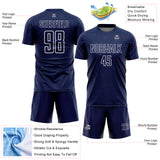 Custom Navy White Geometric Shape Sports Sublimation Soccer Uniform Jersey