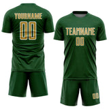 Custom Green Old Gold-White Geometric Shape Sports Sublimation Soccer Uniform Jersey