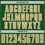 Custom Green Old Gold-White Geometric Shape Sports Sublimation Soccer Uniform Jersey