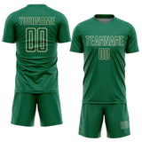 Custom Kelly Green Cream Geometric Shape Sports Sublimation Soccer Uniform Jersey