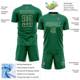 Custom Kelly Green Cream Geometric Shape Sports Sublimation Soccer Uniform Jersey