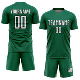 Custom Kelly Green White-Black Geometric Shape Sports Sublimation Soccer Uniform Jersey