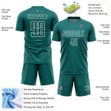 Custom Teal White Geometric Shape Sports Sublimation Soccer Uniform Jersey