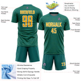 Custom Teal Gold-White Geometric Shape Sports Sublimation Soccer Uniform Jersey