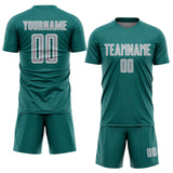 Custom Teal Gray-White Geometric Shape Sports Sublimation Soccer Uniform Jersey