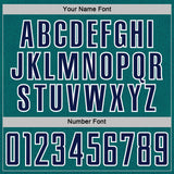 Custom Teal Navy-White Geometric Shape Sports Sublimation Soccer Uniform Jersey