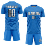 Custom Powder Blue White-Black Geometric Shape Sports Sublimation Soccer Uniform Jersey