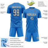 Custom Powder Blue White-Black Geometric Shape Sports Sublimation Soccer Uniform Jersey