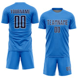 Custom Powder Blue Navy-White Geometric Shape Sports Sublimation Soccer Uniform Jersey