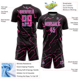 Custom Black Pink-Light Blue Lightning Sports Sublimation Soccer Uniform Jersey