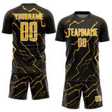 Custom Black Gold-White Lightning Sports Sublimation Soccer Uniform Jersey