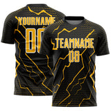 Custom Black Gold-White Lightning Sports Sublimation Soccer Uniform Jersey