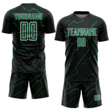 Custom Black Kelly Green-White Lightning Sports Sublimation Soccer Uniform Jersey