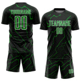 Custom Black Grass Green-White Lightning Sports Sublimation Soccer Uniform Jersey