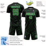 Custom Black Grass Green-White Lightning Sports Sublimation Soccer Uniform Jersey