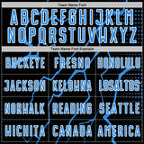 Custom Black Powder Blue-White Lightning Sports Sublimation Soccer Uniform Jersey