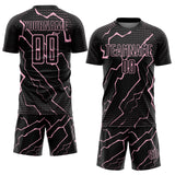 Custom Black Light Pink Lightning Sports Sublimation Soccer Uniform Jersey