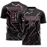 Custom Black Light Pink Lightning Sports Sublimation Soccer Uniform Jersey