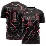 Custom Black Medium Pink Lightning Sports Sublimation Soccer Uniform Jersey