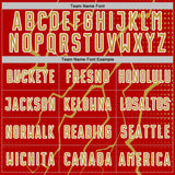 Custom Red Old Gold-White Lightning Sports Sublimation Soccer Uniform Jersey