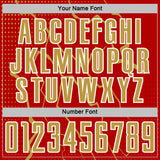 Custom Red Old Gold-White Lightning Sports Sublimation Soccer Uniform Jersey