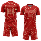 Custom Red Cream Lightning Sports Sublimation Soccer Uniform Jersey