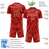Custom Red Cream Lightning Sports Sublimation Soccer Uniform Jersey