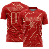 Custom Red Cream Lightning Sports Sublimation Soccer Uniform Jersey