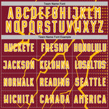 Custom Crimson Gold-White Lightning Sports Sublimation Soccer Uniform Jersey