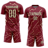 Custom Crimson Cream-Black Lightning Sports Sublimation Soccer Uniform Jersey
