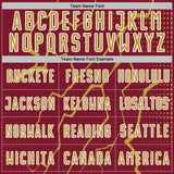 Custom Crimson Old Gold-White Lightning Sports Sublimation Soccer Uniform Jersey