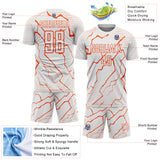 Custom White Orange Lightning Sports Sublimation Soccer Uniform Jersey