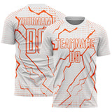Custom White Orange Lightning Sports Sublimation Soccer Uniform Jersey