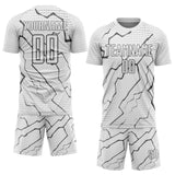 Custom White Steel Gray Lightning Sports Sublimation Soccer Uniform Jersey