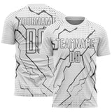 Custom White Steel Gray Lightning Sports Sublimation Soccer Uniform Jersey