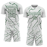 Custom White Green Lightning Sports Sublimation Soccer Uniform Jersey