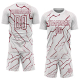 Custom White Crimson Lightning Sports Sublimation Soccer Uniform Jersey