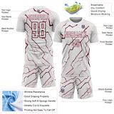 Custom White Crimson Lightning Sports Sublimation Soccer Uniform Jersey