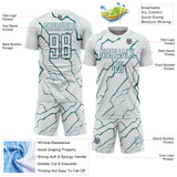 Custom White Teal Lightning Sports Sublimation Soccer Uniform Jersey