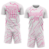 Custom White Pink Lightning Sports Sublimation Soccer Uniform Jersey