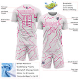 Custom White Pink Lightning Sports Sublimation Soccer Uniform Jersey