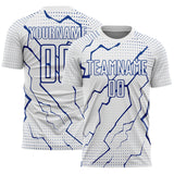 Custom White Royal Lightning Sports Sublimation Soccer Uniform Jersey