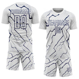 Custom White Navy Lightning Sports Sublimation Soccer Uniform Jersey